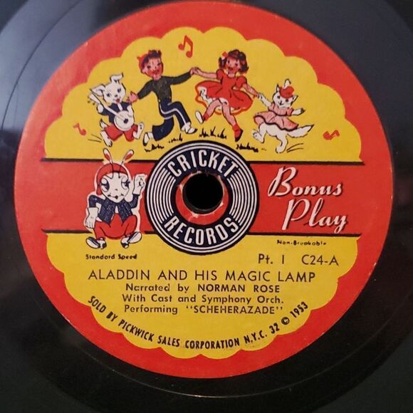 Vintage Cricket Records Alladin and his Magic Lamp 78 vinyl with Sleeve C24 - Picture 5 of 7